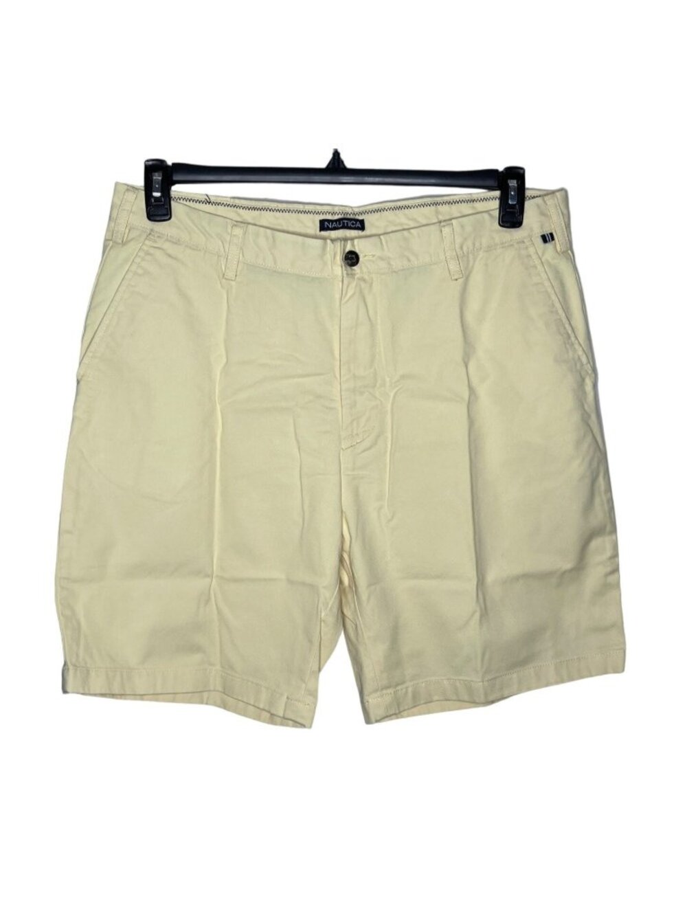 Nautica Men's Size 38 Yellow Chino Shorts Flat Front Cotton Casual Golf